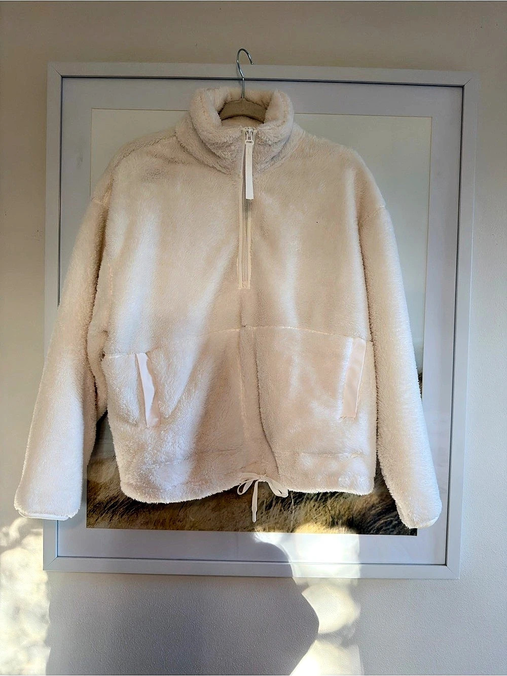 All in Motion High Pile Fleece 1/2 Zip Pullover Cream Small